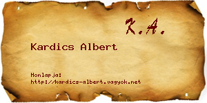 Kardics Albert névjegykártya
