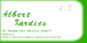 albert kardics business card